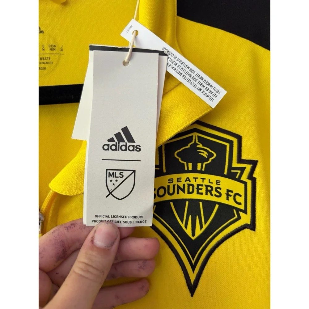 New Seattle Sounders Bruce Lee Jacket Mens M Yellow Black Adidas Aeroready MLS